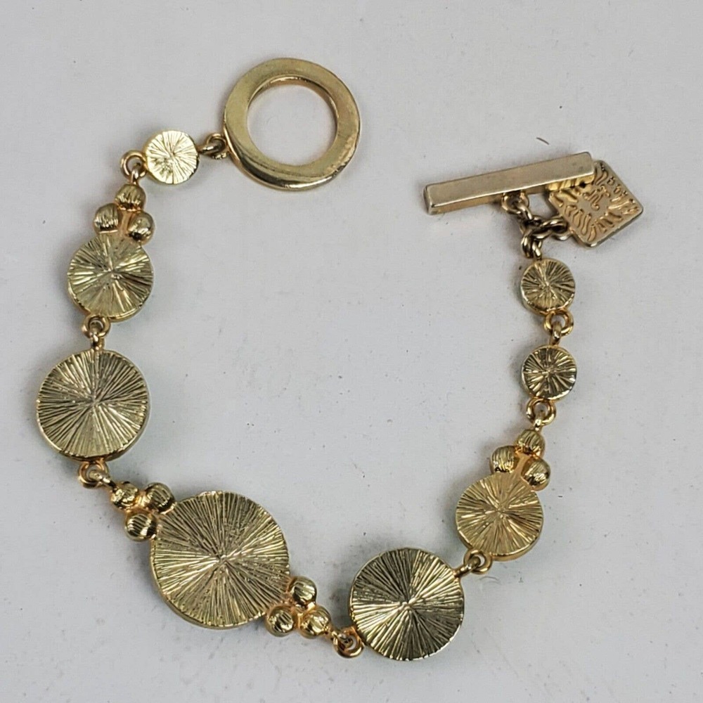 Vintage Anne Klein green, turquoise and Gold Bracelet - Picture 5 of 5